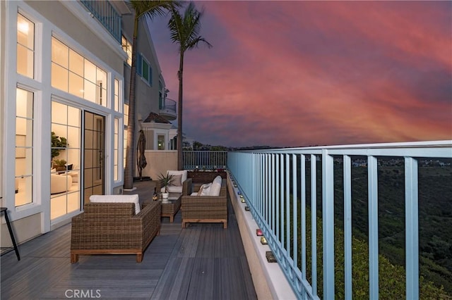 14 Saint Pierre, Newport Coast, CA 92657 - balcony at dusk with outdoor lounge area