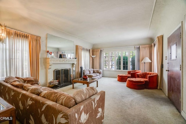 1120 S Burnside Ave, Los Angeles, CA 90019 - carpeted living area featuring a fireplace
