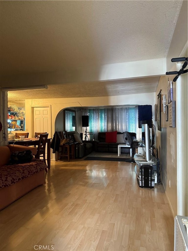 12406 Haley St, Sun Valley, CA 91352 - living area with light wood-type flooring and a textured ceiling