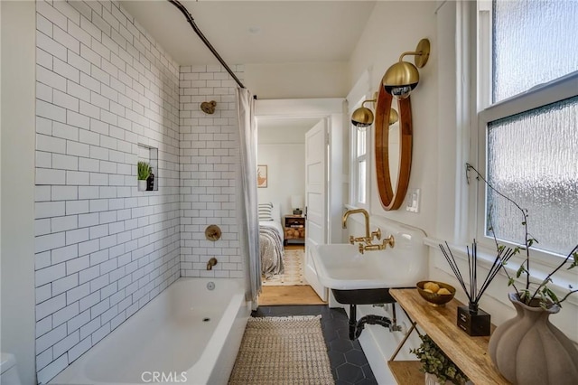3716 Rosemead Ave, Los Angeles, CA 90032 - full bath featuring washtub / shower combination and tile patterned floors