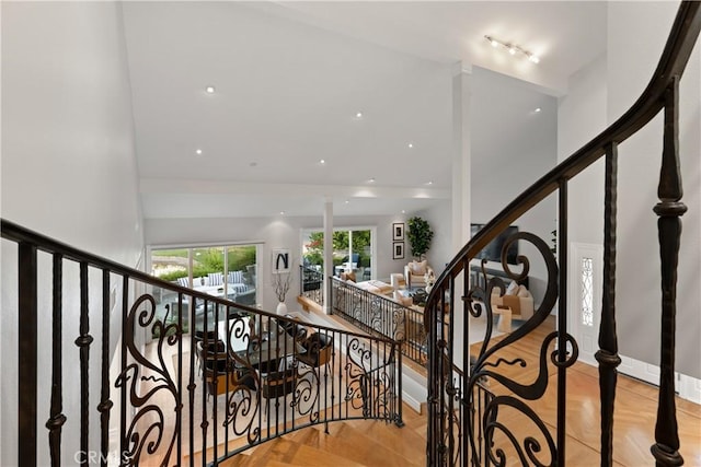2567 Oakshore, Westlake Village, CA 91361 - stairway with baseboards and wood finished floors