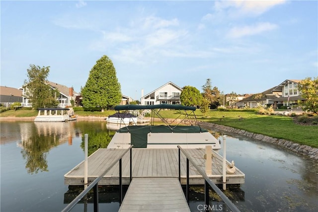 2567 Oakshore, Westlake Village, CA 91361 - dock area with a water view, a residential view, and a lawn