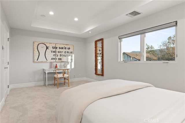 2567 Oakshore, Westlake Village, CA 91361 - bedroom with light colored carpet, recessed lighting, baseboards, and a raised ceiling
