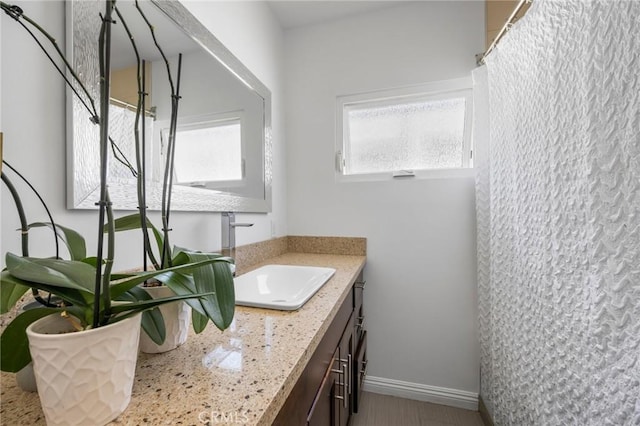 1361 Winchester Ave, Glendale, CA 91201 - full bathroom with vanity, baseboards, and a shower with curtain