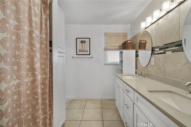 31189 Alta Vista Dr, Redlands, CA 92373 - bathroom featuring double vanity, tile patterned floors, and baseboards