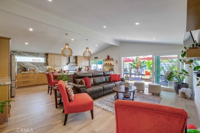 9171 Heatherton Cir, Huntington Beach, CA 92646 - living room featuring light wood-type flooring and recessed lighting