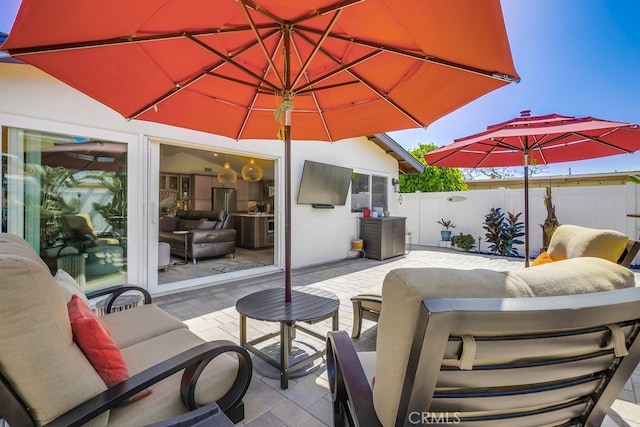9171 Heatherton Cir, Huntington Beach, CA 92646 - view of patio / terrace with an outdoor living space