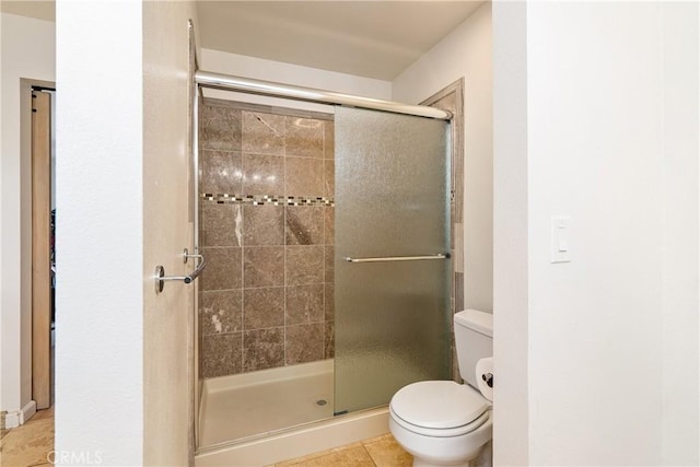 10755 Santa Ana Rd, Atascadero, CA 93422 - bathroom with toilet, a stall shower, and tile patterned floors