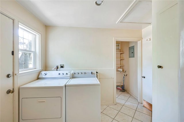 520 Linda Vista Ave, Pasadena, CA 91105 - laundry area featuring independent washer and dryer, electric panel, and light tile patterned flooring