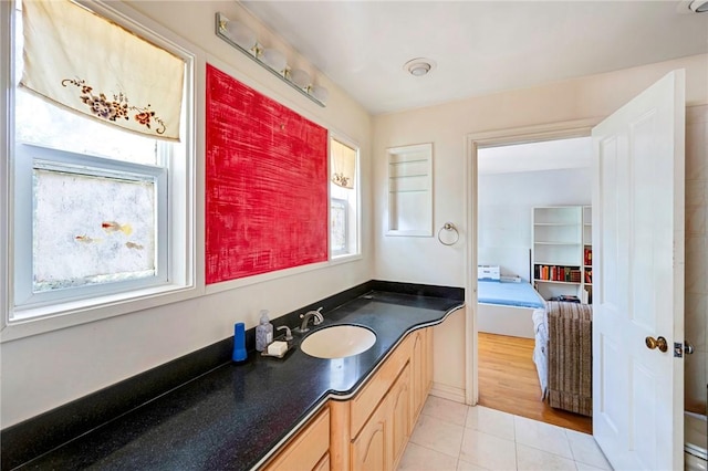 520 Linda Vista Ave, Pasadena, CA 91105 - bathroom featuring plenty of natural light, vanity, and tile patterned flooring