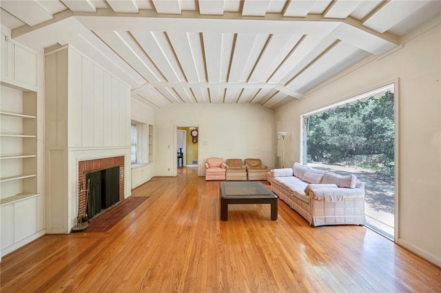 520 Linda Vista Ave, Pasadena, CA 91105 - living area featuring light wood finished floors, a fireplace, and built in shelves