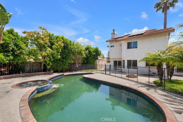 575 Nicole Dr, Newbury Park, CA 91320 - view of swimming pool with a patio area, a pool with connected hot tub, and a fenced backyard