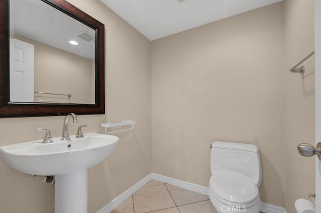575 Nicole Dr, Newbury Park, CA 91320 - half bathroom with toilet, baseboards, tile patterned floors, and a sink