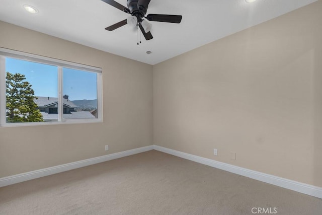 575 Nicole Dr, Newbury Park, CA 91320 - empty room featuring light carpet, baseboards, recessed lighting, and a ceiling fan