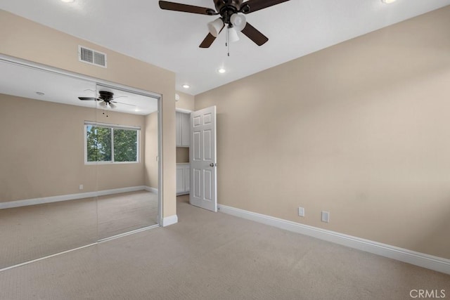 575 Nicole Dr, Newbury Park, CA 91320 - unfurnished bedroom featuring light carpet, baseboards, recessed lighting, a closet, and ceiling fan