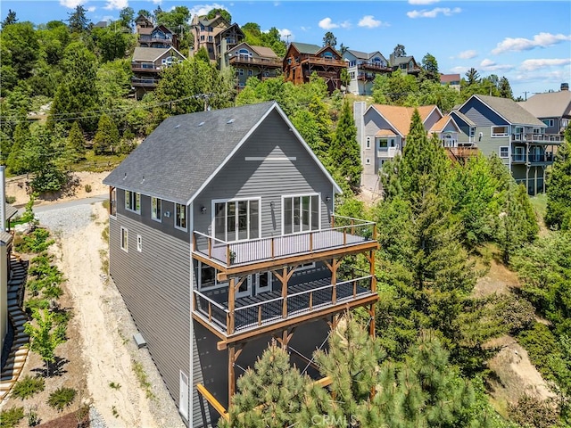 851 Madera Ln, Lake Arrowhead, CA 92352 - rear view of property with driveway, a residential view, and roof with shingles