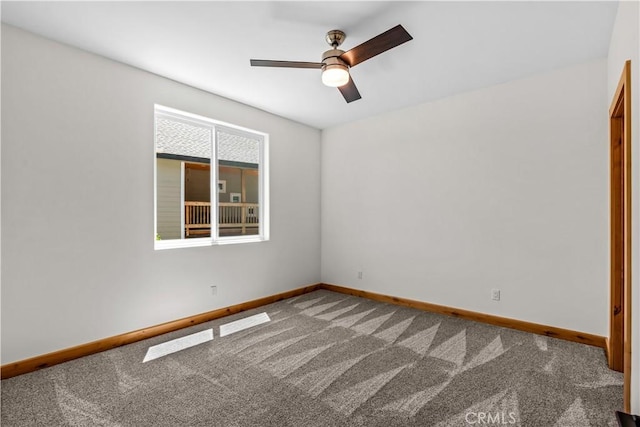 851 Madera Ln, Lake Arrowhead, CA 92352 - carpeted empty room with baseboards and a ceiling fan
