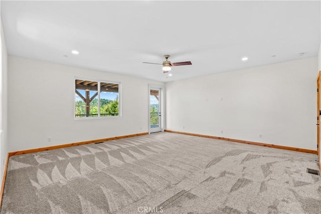 851 Madera Ln, Lake Arrowhead, CA 92352 - carpeted empty room featuring baseboards, ceiling fan, and recessed lighting