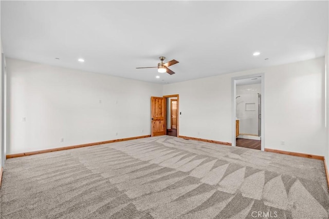 851 Madera Ln, Lake Arrowhead, CA 92352 - carpeted empty room featuring a ceiling fan, recessed lighting, and baseboards