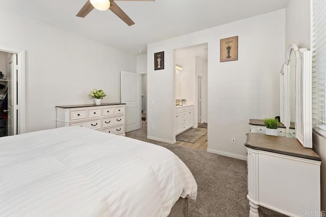 1710 Moon Orchid Ave, Chula Vista, CA 91913 - carpeted bedroom with baseboards, connected bathroom, and a ceiling fan