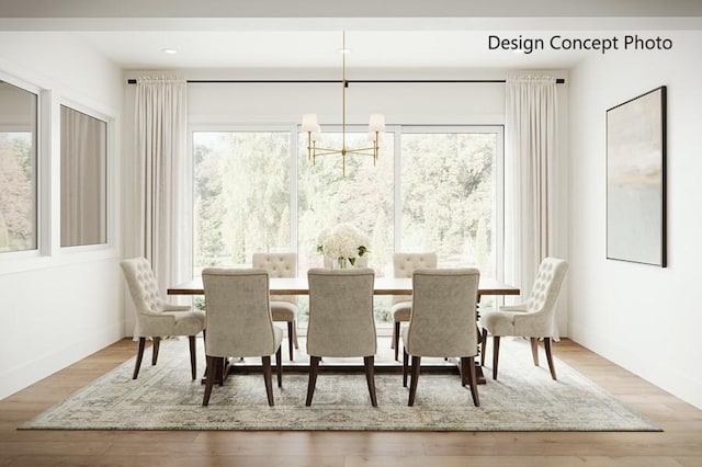 5109 Genesta Ave, Encino, CA 91316 - dining room featuring a chandelier, wood finished floors, and baseboards