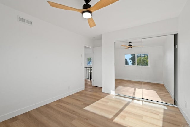 2858 Lehigh Ct, Oceanside, CA 92056 - unfurnished room with ceiling fan, light wood-style flooring, and baseboards