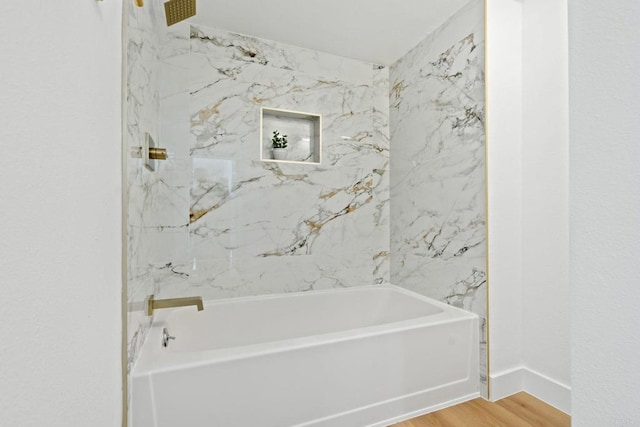 2858 Lehigh Ct, Oceanside, CA 92056 - full bath featuring wood finished floors, shower / bathtub combination, and baseboards