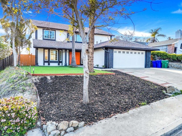 2858 Lehigh Ct, Oceanside, CA 92056 - traditional home with a garage, concrete driveway, and brick siding