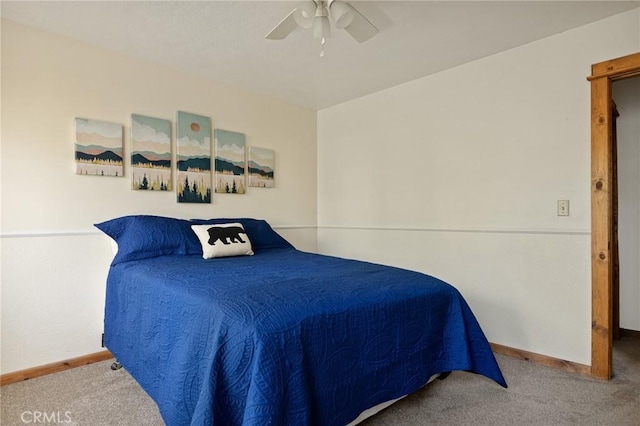 33133 Ridge Rd, Arrowbear, CA 92382 - bedroom with carpet floors, baseboards, and a ceiling fan
