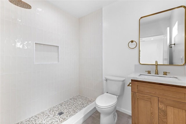 15447 Romar St, Mission Hills San Fernando, CA 91345 - full bath featuring vanity, a tile shower, toilet, and tile patterned flooring
