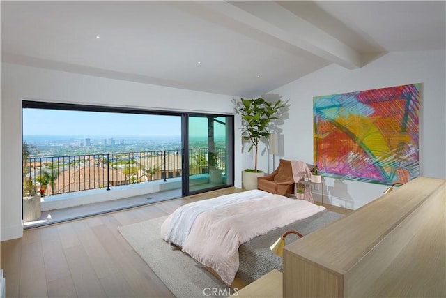 17 Muir Beach Cir, Corona Del Mar, CA 92625 - bedroom with access to exterior, wood finished floors, and a city view