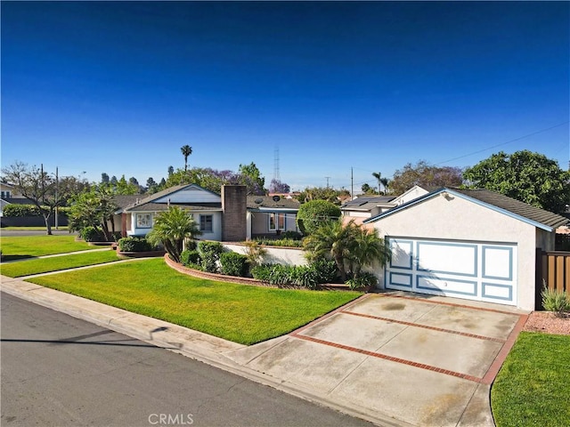 7228 Bairnsdale St, Downey, CA 90240 - ranch-style home featuring a front yard, concrete driveway, stucco siding, and a garage