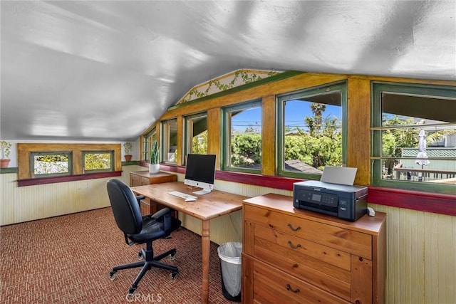 4039 W 7th St, Los Angeles, CA 90005 - carpeted office space featuring wooden walls and lofted ceiling