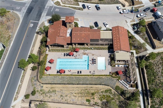 11757 Stonefield Dr, Corona, CA 92883 - aerial overview of property's location featuring a pool