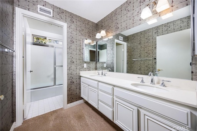23552 Campestre, Mission Viejo, CA 92691 - bathroom featuring double vanity and bath / shower combo with glass door