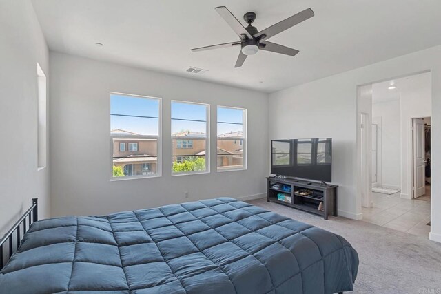 35404 Domani Dr, Palm Desert, CA 92211 - bedroom featuring carpet flooring, a ceiling fan, and ensuite bathroom