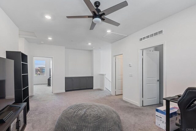 35404 Domani Dr, Palm Desert, CA 92211 - sitting room with carpet floors, a ceiling fan, and recessed lighting