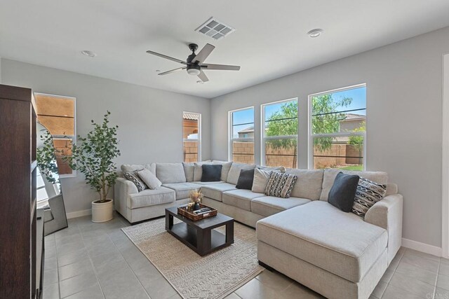 35404 Domani Dr, Palm Desert, CA 92211 - living area with ceiling fan and light tile patterned flooring