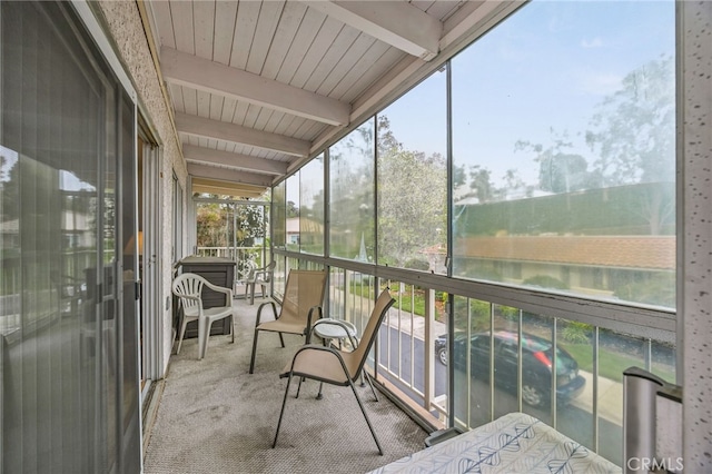 5359 Algarrobo Unit 1A, Laguna Woods, CA 92637 - sunroom featuring beamed ceiling