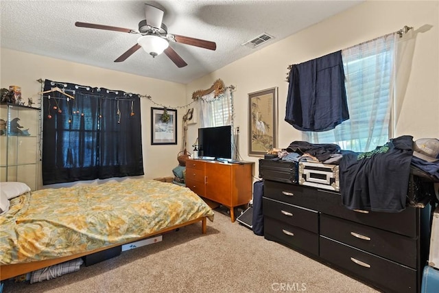 393 E 9th Ave, Chico, CA 95926 - carpeted bedroom featuring a textured ceiling and a ceiling fan