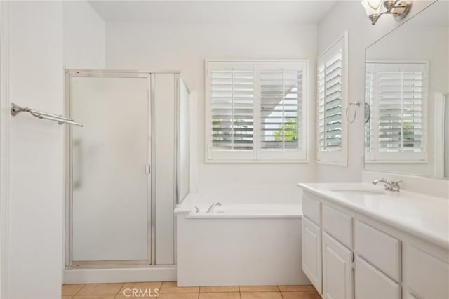 28523 Santa Catarina Rd, Saugus, CA 91350 - full bathroom featuring plenty of natural light, a stall shower, vanity, and a garden tub