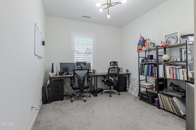 1607 Dundas Pl, Upland, CA 91784 - carpeted home office with a chandelier