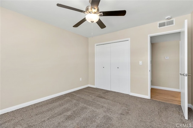 26331 Foxgrove Rd, Menifee, CA 92586 - unfurnished bedroom featuring carpet flooring, a closet, baseboards, and ceiling fan