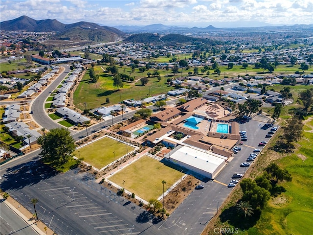 26331 Foxgrove Rd, Menifee, CA 92586 - aerial view of property and surrounding area with mountains and a pool