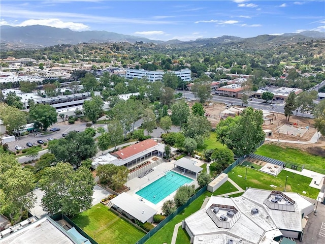 23403 Via Castanet, Valencia, CA 91355 - aerial view of a pool and a mountain backdrop