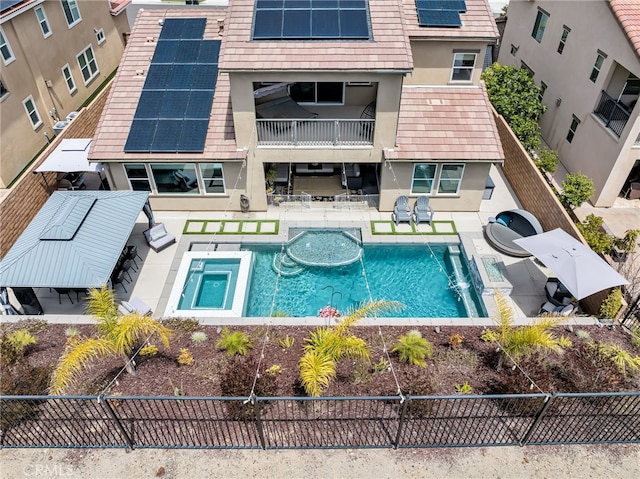 2760 Chad Zeller Ln, Corona, CA 92882 - view of swimming pool with a pool with connected hot tub, a fenced backyard, and a patio area