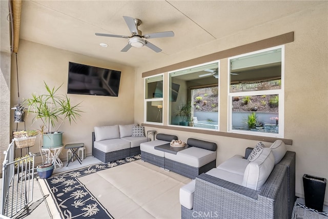 2760 Chad Zeller Ln, Corona, CA 92882 - view of patio featuring an outdoor living space and ceiling fan