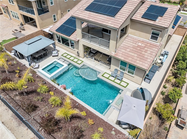 2760 Chad Zeller Ln, Corona, CA 92882 - view of swimming pool featuring outdoor dining space, a patio, a fenced backyard, and outdoor lounge area