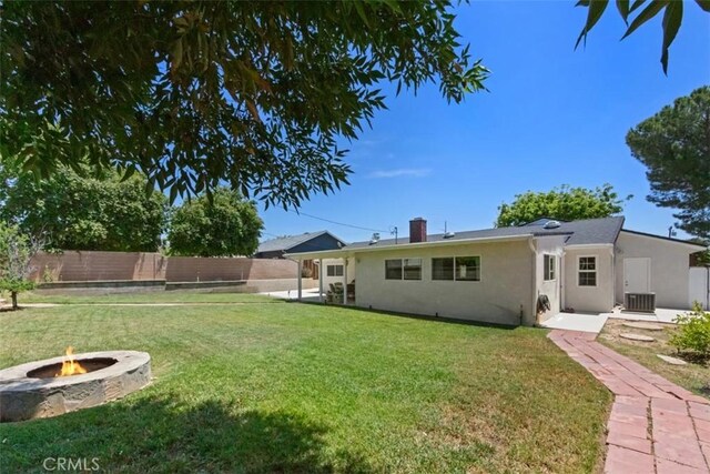 3275 Dalhart Ave, Simi Valley, CA 93063 - view of yard with a fire pit, a patio, and central AC