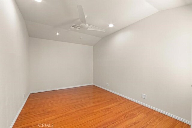 3275 Dalhart Ave, Simi Valley, CA 93063 - additional living space with vaulted ceiling, a ceiling fan, light wood-style floors, baseboards, and recessed lighting